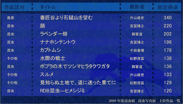 写真展上位入賞作品一覧